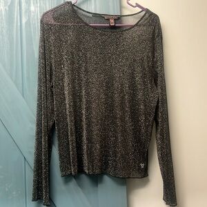 Women’s Victoria secret long sleeved sheer black glitter top, Medium